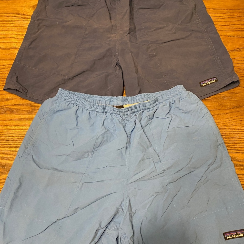 Patagonia Men's Shorts Lot of 2 Pairs - Navy Blue and Light Blue Size Medium